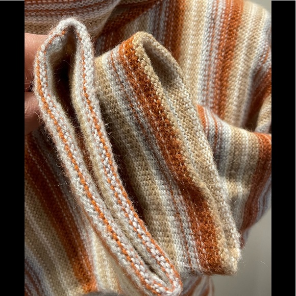🧡 VINTAGE 70s pullover cowl neck striped sweater with flare sleeves size L - Picture 6 of 16